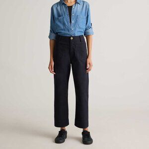 Quince Stretch Cotton Chino Cropped Wide Leg Pants Black 2